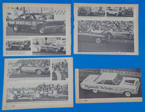 Lot of 4 -1968 "CARS" Magazine Prints - Various Funny Cars & Dragsters A4