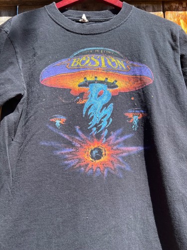 Vintage Boston UFO Tour Shirt Black Anvil Medium Classic Rock Spaceship - Picture 2 of 6