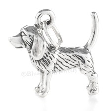 Beagle Charm Pendant hound dog Solid 925 STERLING SILVER .925 3D