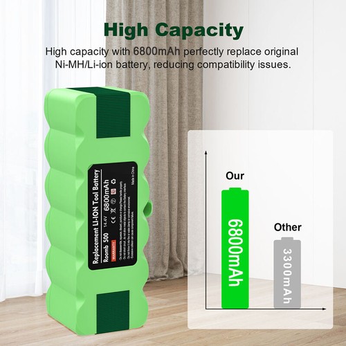 6800mAh 14.4V Li-ion Battery for iRobot Roomba 500 600 700 800 900 860 880 960 - Picture 5 of 13
