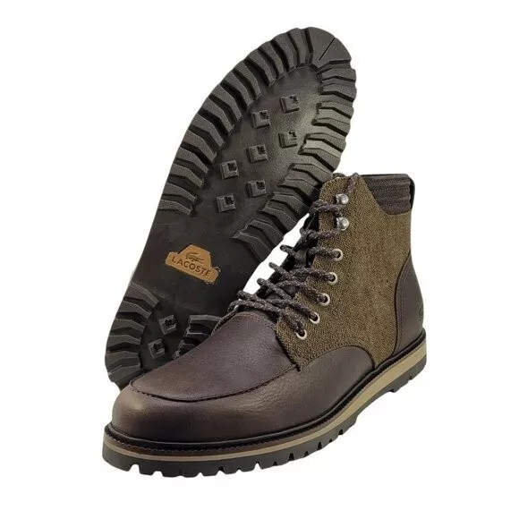 element Ambassadør på Lacoste Montbard 417 Mens Boot Brown Cam Leather Textile Casual Ortholite  Sz 10 | eBay