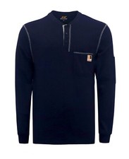 FR Shirts for Men Long Sleeve Henley 7oz 100 Cotton FRC Clothing Welding Shi...