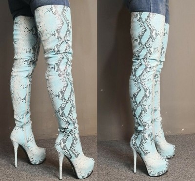 over knee snakeskin boots