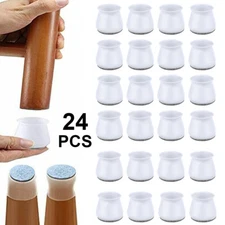 24Pcs Chair Leg Protectors Silicone Furniture Pads Noise Reduction and Anti-slip