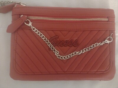 Guess Sera Wristlet Bag Red Logo Pouch Handbag or Wallet Used