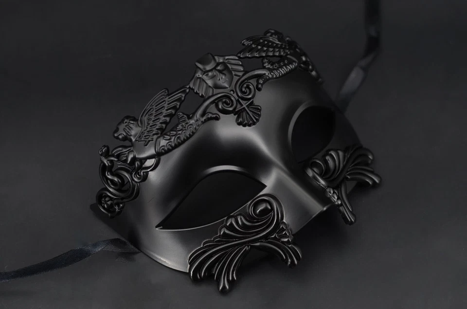 Black Roman God Mask Men's Masquerade Mask Greek God Mask Masquerade Mask Mardi - image 2 of 3