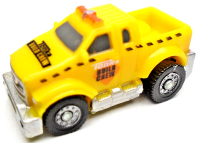 TONKA MICRO MACHINES BUILD CREW YELLOW 1 1/4'' MINI PICKUP TRUCK W ORANGE & BLACK