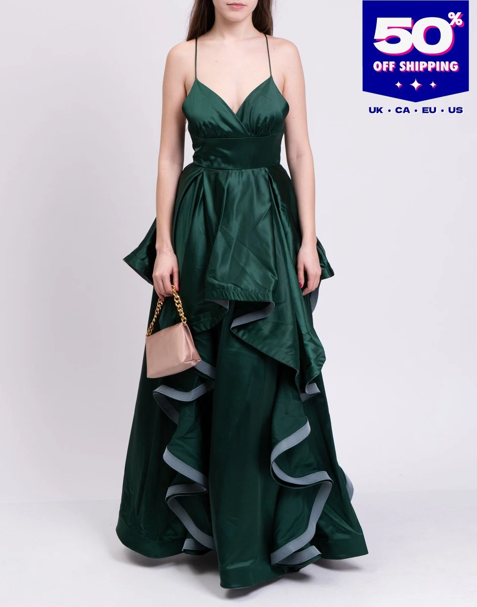 slim fit dress slacks Matilda Dusty-Green Embroidery Plunge-Front Cross-Back Maxi-Dress