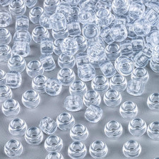 1000 PCS Clear White Pony Beads Bulk - 6x9 mm Plastic Craft Beads Pony Bead f