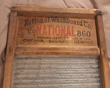 Vintage National Washboard Co. Wood & Glass No. 860 USA 13x23  – The Glass King