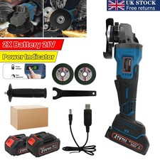 Cordless Angle Grinder Brushless 21V 125mm with 2 Battery & Charger &2 Disc Kit