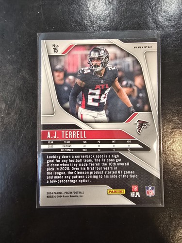 2024 Panini Prizm - Green Wave Prizm #15 A.J. Terrell - Picture 2 of 2