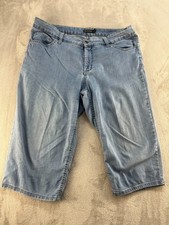 Faded Glory Womens Blue Denim Capri Jeans Plus Size 18 Stretch Cropped Pants