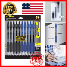 Pilot G2 Refillable Retractable Gel Pens 10 Pack 0.7mm Fine Point Black Blue