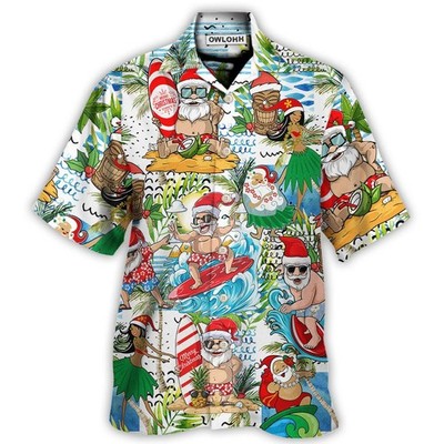 Christmas Santa Aloha Beach Vibe 8211 Hawaiian Shirt 8211 Owl Ohh