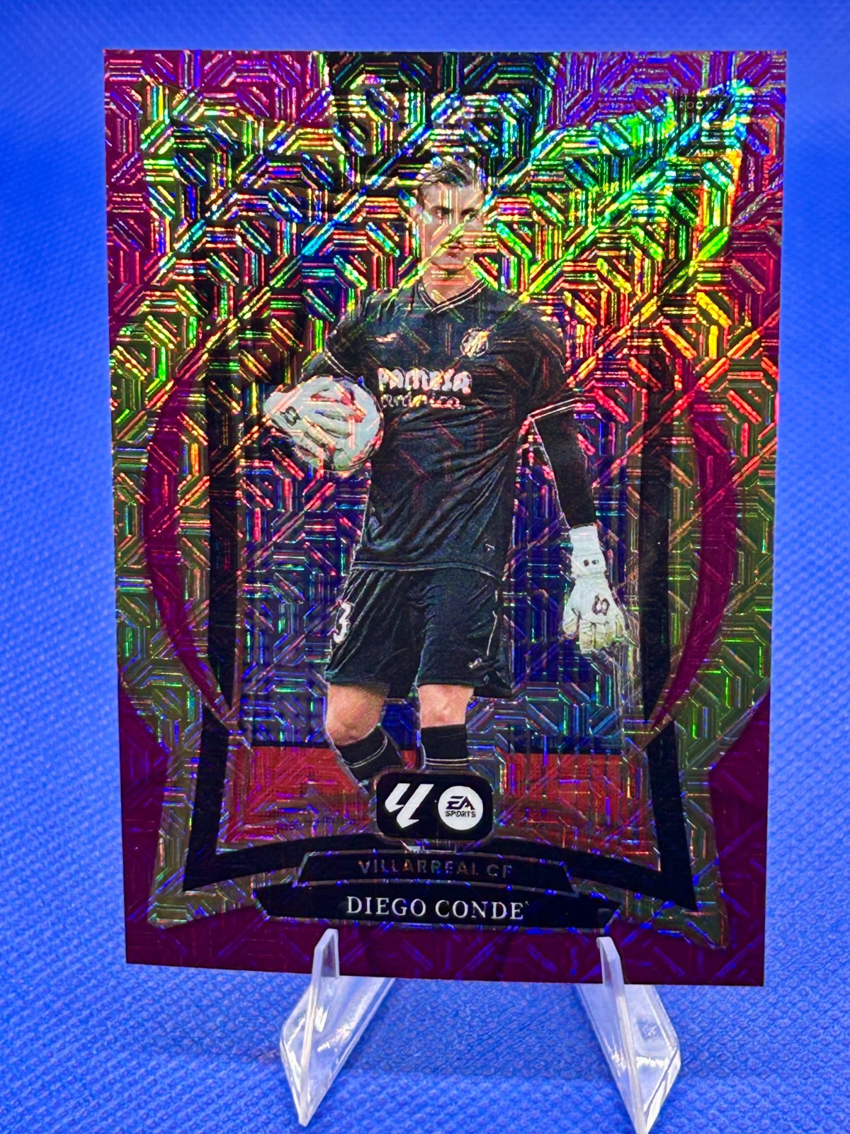 2024-25 Panini Select La Liga Soccer Diego Conde Purple Terrace Mojo #85 RC