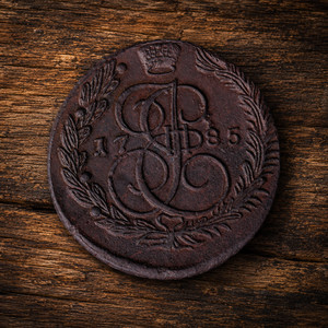 RUSSIA 1785 5 KOPEKS EM AU / RUSSIAN COPPER 1785 5 KOPECKS EM AU