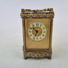 Antique 19thC French Serpentine Brass Carriage Clock 12cm High