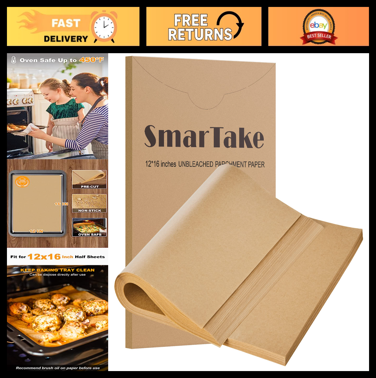 200 Pcs Precut Parchment Paper Baking Sheets