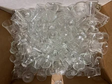 vintage (LOT OF 129) GLASS COMMUNION CUPS w/BONUS OF (19) PLASTIC COMMUNION CUPS