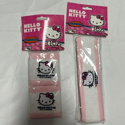 Hello Kitty Sanrio Pink White Terry Cloth Headband and Wristbands Set 3pc NWT