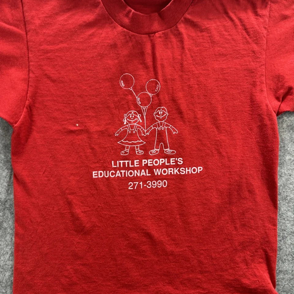Vintage Little People Educational Workshop Shirt Youth Large 90s Fruit Loom USA - Image 3 of 4