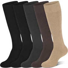 Warm Winter Knee High Socks for Women Thermal Cotton Boot Black Long Thick So...