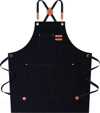 AFUN Chef Aprons For Women Men With Large Pockets, Cotton Canvas Cross Back Work