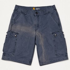 Carhartt Rigby Cargo Shorts Men 34 Navy Cotton Stretch Cargo Pockets Relaxed Fit