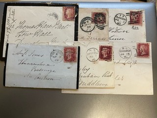 6 QV 1d Red plate covers postmark interest