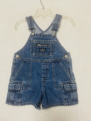 Vintage Oshkosh B gosh Baby Denim Jean Vestbak Overalls 2T Months Shorts Bibs