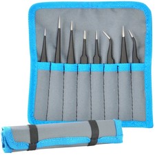 Delcast TZ-8X ESD Safe Anti-Static Stainless Steel Tweezers Set for Electroni...