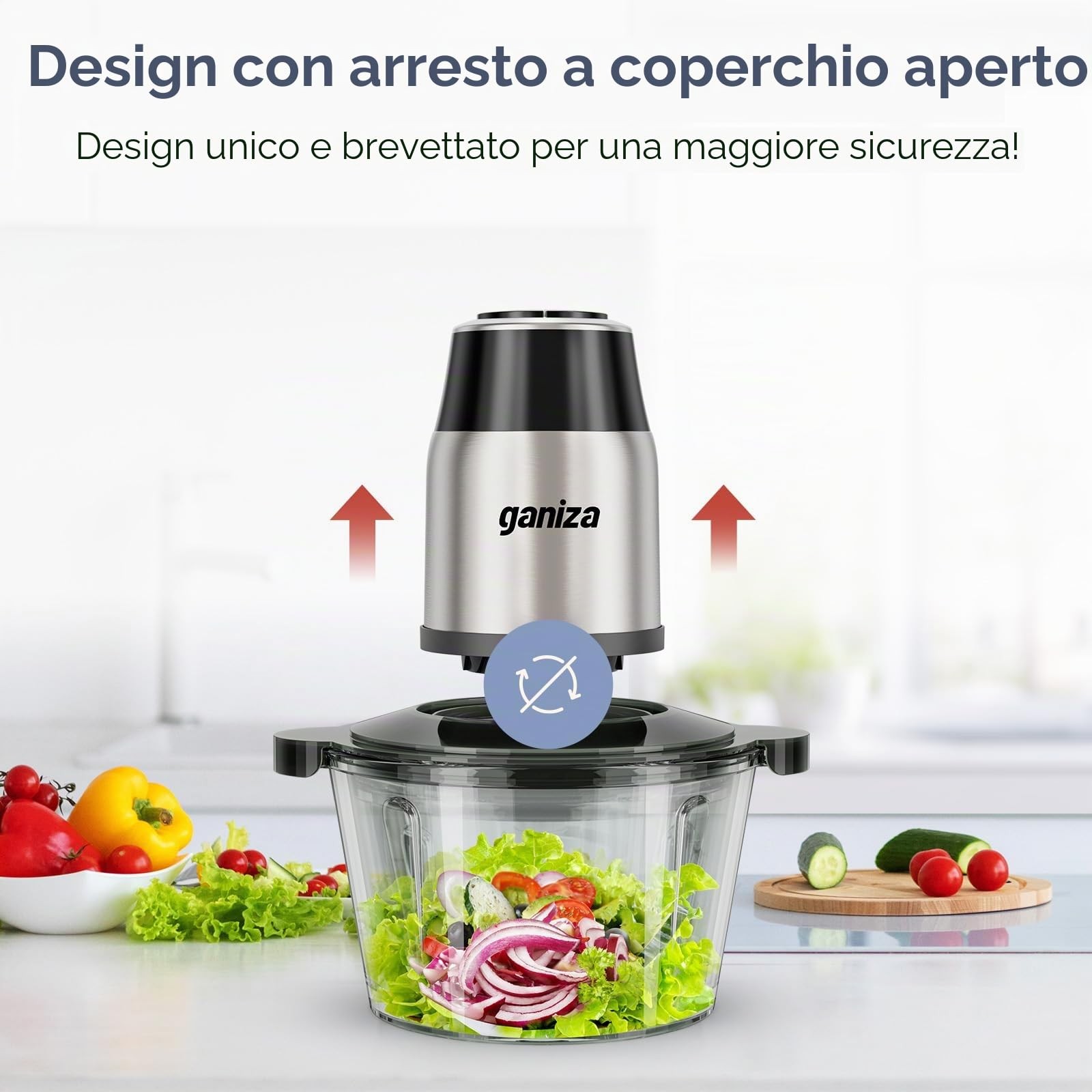 Tritatutto elettrico da cucina 500 W con 2 ciotole foto 6