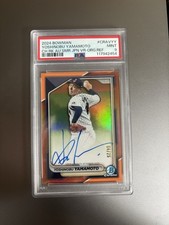 2024 Bowman Chrome Yoshinobu Yamamoto RC Japan Variation Orange /25 Auto PSA 9