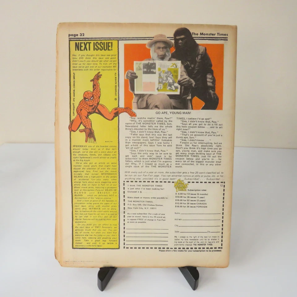 Vintage The Monster Times Newspaper Magazine, Volume 1 No. 12, 1972 - Image 3 of 4