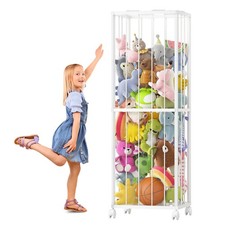 Fixwal Stuffed Animal Storage Zoo Metal Tube Extra Large Large, white