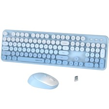 xUBOTIE Wireless Keyboard and Combo, 104-Key Colorful Round Keycap, QWERTY La...