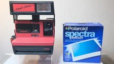 TESTED WORKS Polaroid 600 Cool Cam Camera Red / Black - Inc. New Box of Film