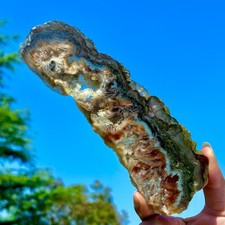280G Top!! Natural Rabbit Hair Rutilated Fluorite Quartz Druzy Slice Crystal Gem