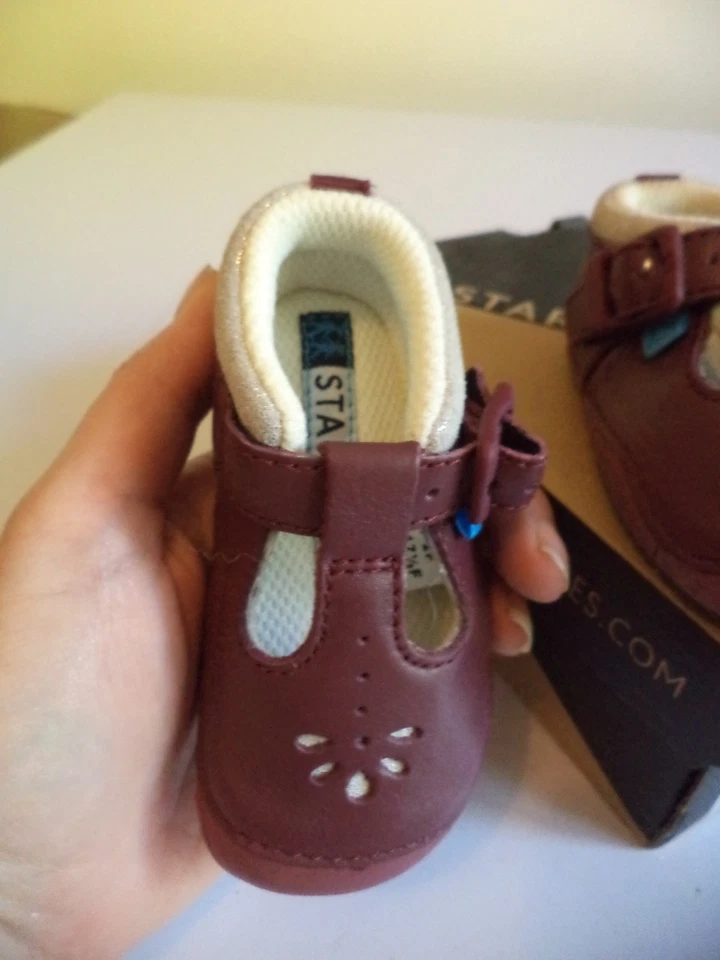 Clarks Start Rite Niñas Bebé Rojo Burbuja Cuero Zapatos Sandalias Talla 2 2F EU 17.5 Foto 2 de 4