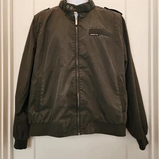 Members Only Iconic Racer Jacket Mens XL Olive Green Bomber Retro 80s Style Zip