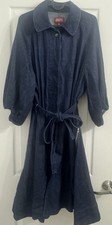 Johnny Was   MONTAIGNE Shirt  Dress Puff Sleeve Belted  Denim Blue Medium