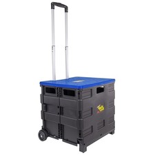 dbest products Quik Cart Collapsible Rolling Crate on Wheels for Teachers Tote B