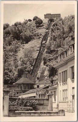 Vintage SANTOS, Sao Paulo BRAZIL Real Photo RPPC Postcard ''Vista do Elevadores''