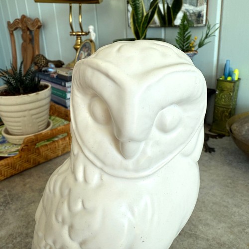 White Ceramic Owl Figurine By Tosal - 11" Tall Decorative Vintage Home Décor - Picture 2 of 8