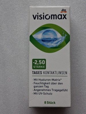 Neu 1x8 Stück DM VISIOMAX TAGES KONTAKTLINSEN Stärke -2,50 - Weich - MHD 10/2029