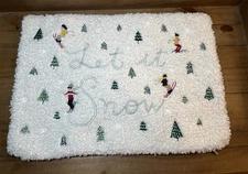 Pottery Barn “Let it Snow” Cozy Teddy Embroidered Pillow  Cover 14x20