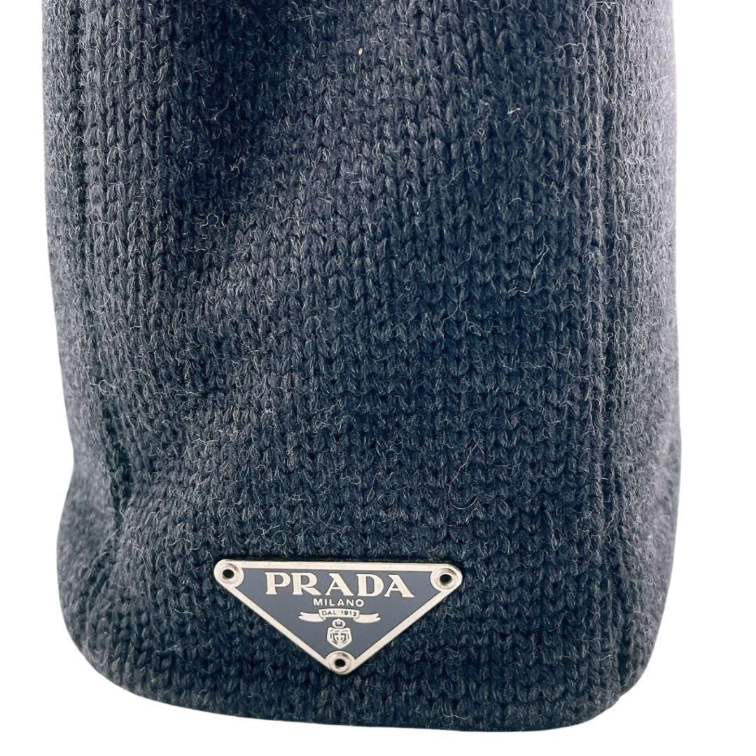 PRADA Wool Tote Bag Vintage Black Triangle Logo thumbnail 4