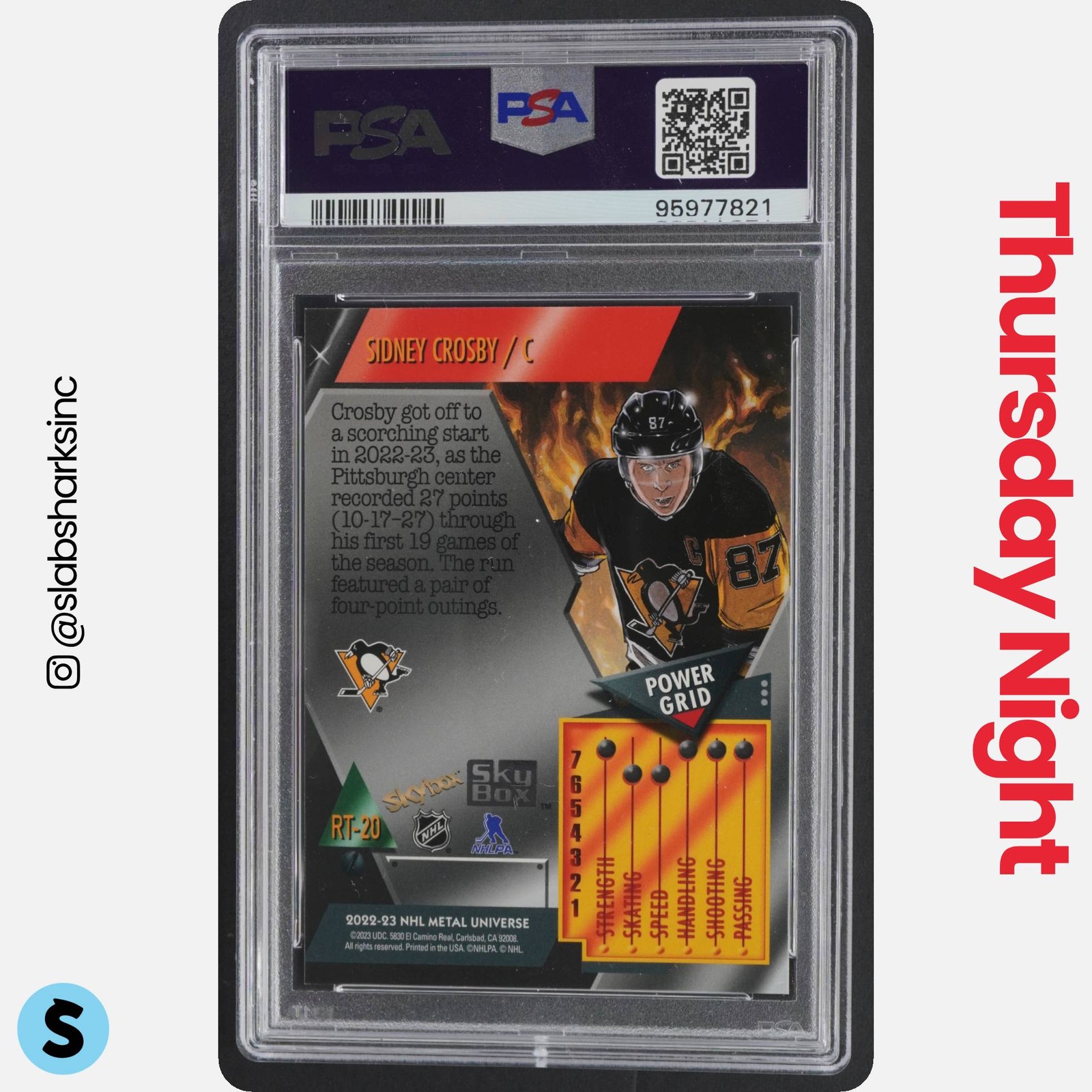 2022 SKYBOX METAL UNIVERSE #RT-20 SIDNEY CROSBY 2013 RETRO SSP PSA 10 view 2