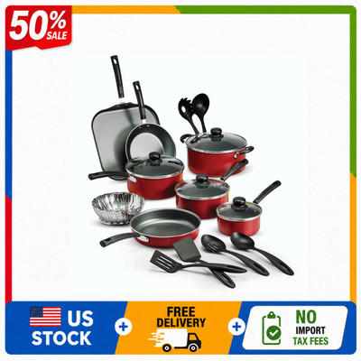 Tramontina Primaware 18-Piece Nonstick Cookware Set Red